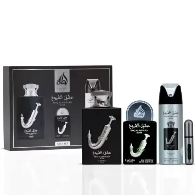 Conjunto de perfume Ishq Al Shuyukh Silver Lattafa