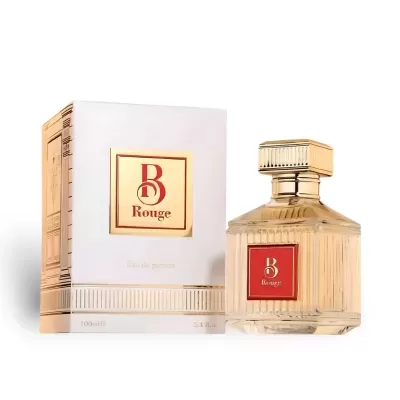 Frasco de perfume B Rouge com embalagem branca