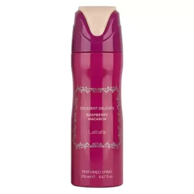 Frasco rosa de spray perfumado Lattafa com tampa bege