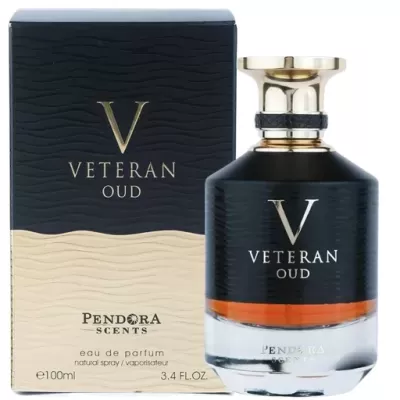 Frasco e caixa de perfume Veteran Oud da Pendora Scents