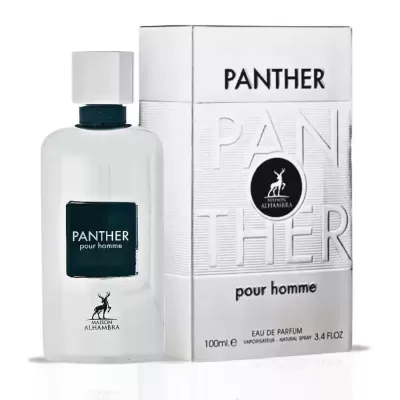 Frasco de perfume Panther pour homme e embalagem