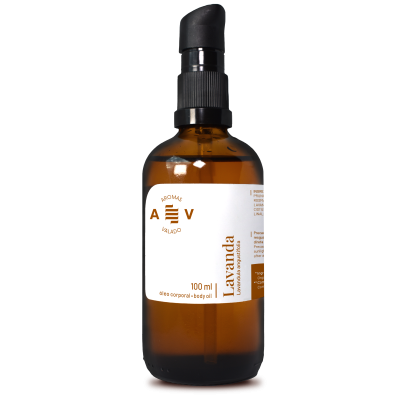 frasco âmbar óleo corporal lavanda 100 mL com doseador