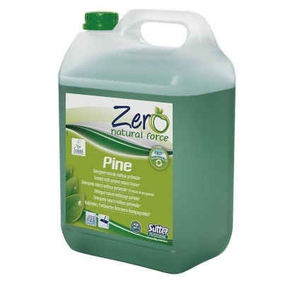 Garrafão verde translúcido com detergente Zero Natural Force Pine para lava-louças