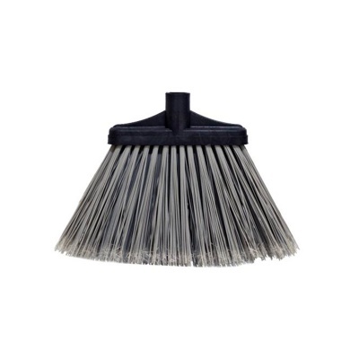 Vassoura com cerdas cinzentas e pretas e cabo plástico preto