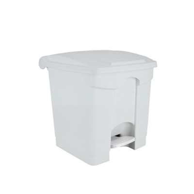 Contentor de lixo branco com pedal e tampa articulada