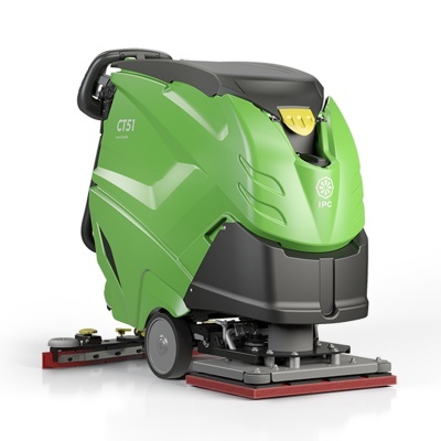 Máquina de limpeza industrial verde CT51 com escovas vermelhas