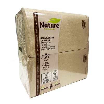 Pacote de servietas de mesa Nature de papel reciclado castanho
