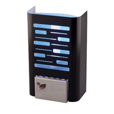 Suporte para guardanapos metálico preto com padrão e base prateada