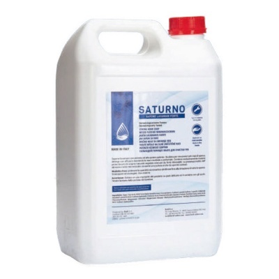 Recipiente plástico branco com etiqueta azul e tampa vermelha