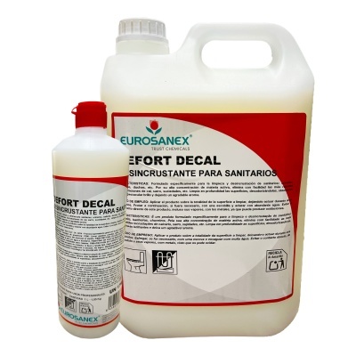 Dois frascos de líquido de limpeza para sanitários com rótulos vermelhos e brancos