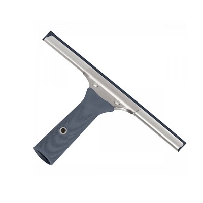 Rodo de limpeza para vidros com cabo azul e suporte metálico