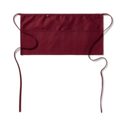 Avental curto bordô com bolsos e tiras para amarração