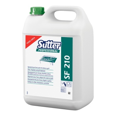 Garrafão branco com etiqueta Sutter Professional SF 210 e tampa verde