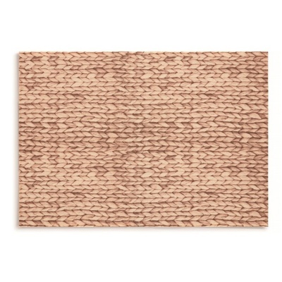 Tapete retangular trançado em fibras naturais bege e castanho claro