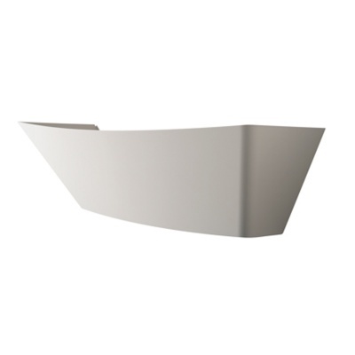 Banheira cinza claro com design angular em fundo branco