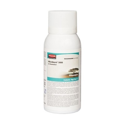 Frasco branco de Microburst 3000 com tampa de rosca e rótulo detalhado