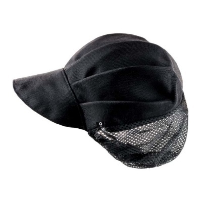 Boné preto com pala rígida e parte traseira de malha preta