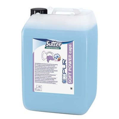 Recipiente azul com tampa preta e etiqueta Sutter Professional OXIPUR SOFT POWER caps