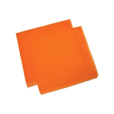 Dois panos laranja de microfibra com costura visível
