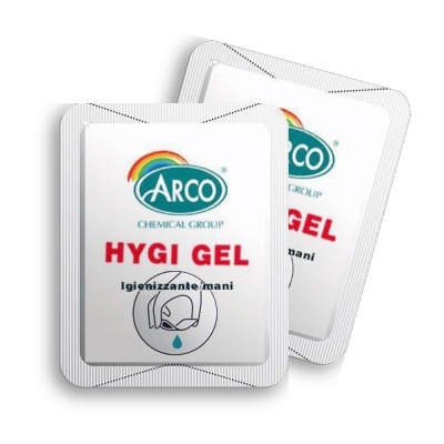 Embalagens de gel higienizante para mãos HYGI GEL ARCO CHEMICAL GROUP