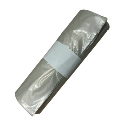 Sacos de plástico transparentes enrolados com faixa branca