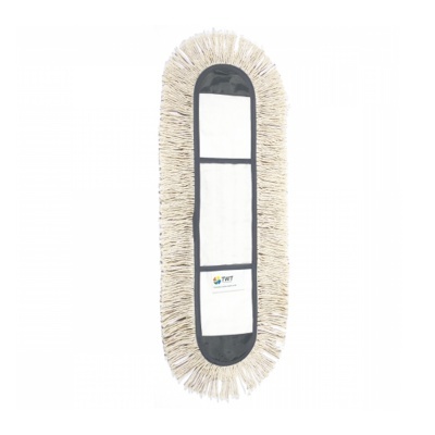 Pano de limpeza retangular com franjas bege e base preta