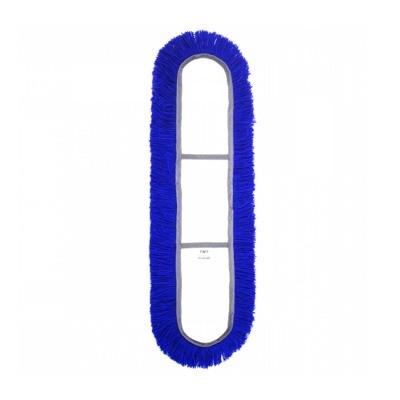 Franja de limpeza azul em base branca com tiras cinzentas