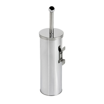 Escova sanitária em aço inoxidável prateado com suporte cilíndrico liso