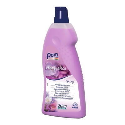 Frasco rosa de detergente Pom Ambience Spring com tampa azul