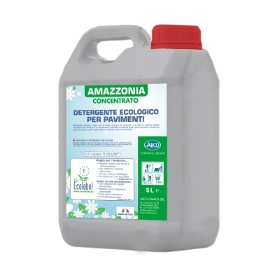 Recipiente plástico cinzento com detergente ecológico para pavimentos Amazzonia 5L