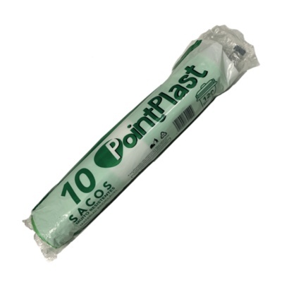 Pacote com 10 sacos de lixo PointPlast, cor verde claro, capacidade 120 litros.