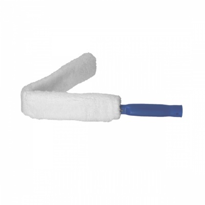 Rolo de pintura com espuma branca e cabo azul