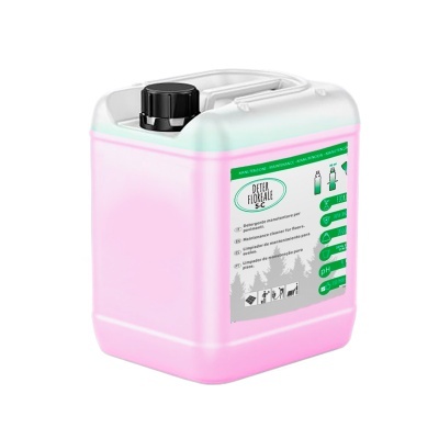 Recipiente plástico rosa com tampa preta e etiqueta com texto