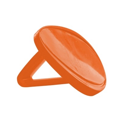 Botão laranja plástico com base triangular e topo circular