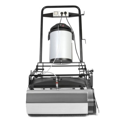 Máquina de limpeza profissional com tanque branco e estrutura preta