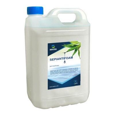 Recipiente plástico branco com tampa azul de produto SEPIANTIFOAM da marca SEPTRA