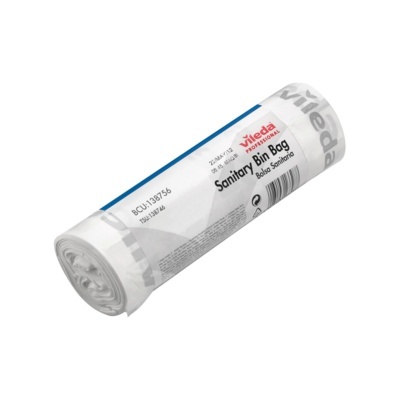 Rolo de sacos para lixo sanitário Vileda embalado em plástico