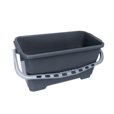 Balde retangular cinzento com pega prateada