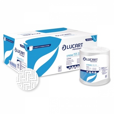 Embalagem de papel higiénico Lucart Professional Strong 155 D branco com padrão perfurado