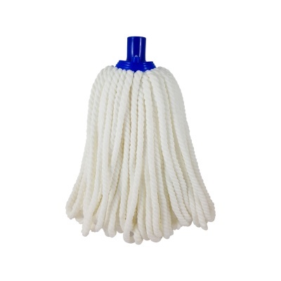 Cabeça de esfregona com fios brancos e encaixe azul