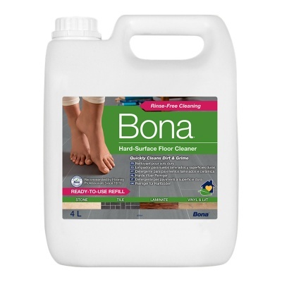 Recipiente branco de 4L de detergente Bona para pavimentos duros