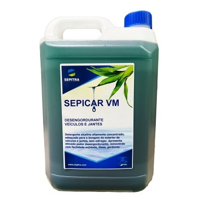 Bidão plástico com produto de limpeza SEPICAR VM para veículos e jantes