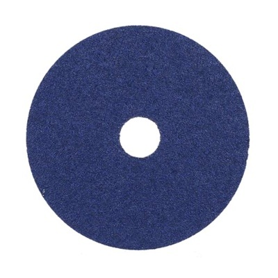 Disco abrasivo azul com textura granulada e orifício central.