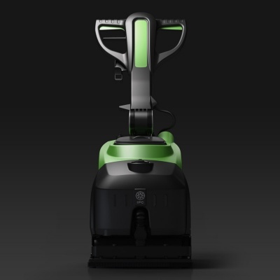 Máquina de limpeza verde e preta com alça ergonómica e texto IPC