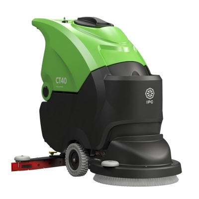 Máquina de limpeza automotora verde e preta com escova circular