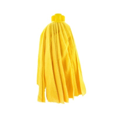 Cabeça de esfregona amarela em microfibra com suporte plástico