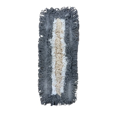 Mopa retangular de microfibra em tons de cinza, branco e bege