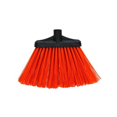 Cabeça de vassoura de cerdas vermelhas com suporte preto