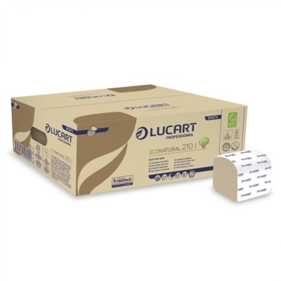 Pacote e rolo de papel higiénico Lucart Professional Econatural 210