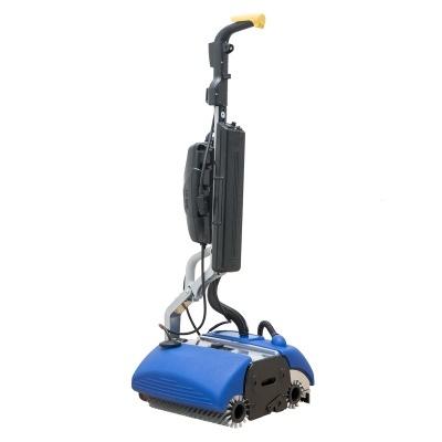 Máquina robótica de limpeza para piscinas azul e preta